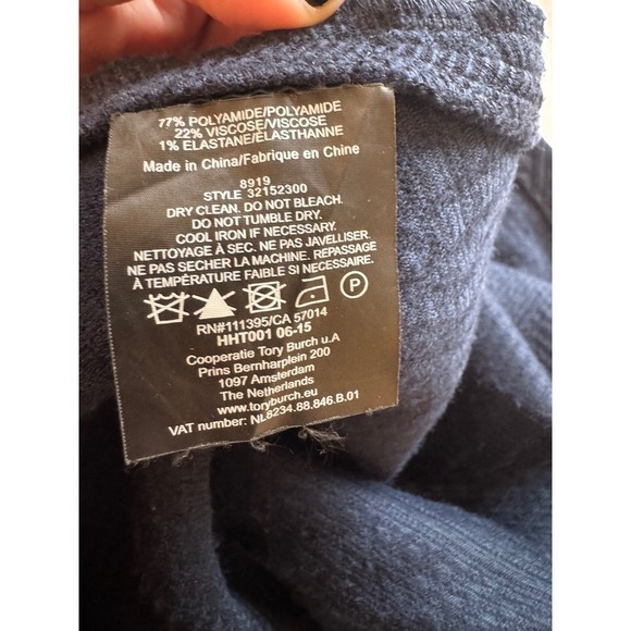 Tory Burch Quilted Chevron Pattern Pencil Skirt M/M Navy Blue Textured Knit - Picture 7 of 7